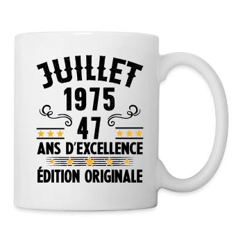 47 Ans Anniversaire Vintage Né(e) en Juillet 1975 - Mug blanc - blanc - Droite