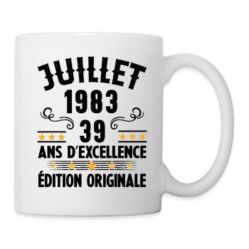 39 Ans Anniversaire Vintage Né(e) en Juillet 1983 - Mug blanc - blanc - Droite