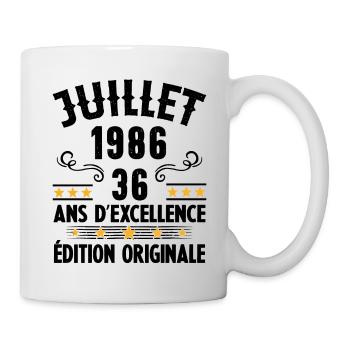 36 Ans Anniversaire Vintage Né(e) en Juillet 1986 - Mug blanc - blanc - Droite
