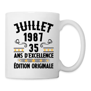 35 Ans Anniversaire Vintage Né(e) en Juillet 1987 - Mug blanc - blanc - Droite