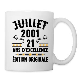 21 Ans Anniversaire Vintage Né(e) en Juillet 2001 - Mug blanc - blanc - Droite