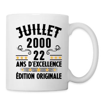 22 Ans Anniversaire Vintage Né(e) en Juillet 2000 - Mug blanc - blanc - Droite