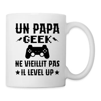 Un Papa Geek Ne Vieillit Pas Il Level Up - Mug blanc - blanc - Droite