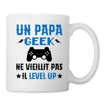 Un Papa Geek Ne Vieillit Pas Il Level Up - Mug blanc - blanc - Droite