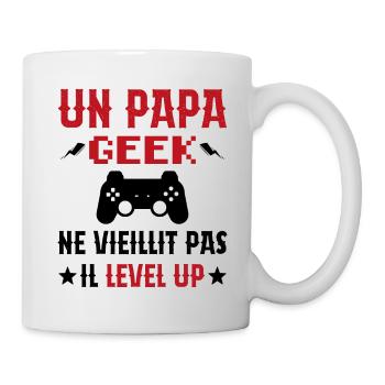 Un Papa Geek Ne Vieillit Pas Il Level Up - Mug blanc - blanc - Droite