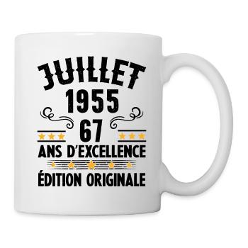 67 Ans Anniversaire Vintage Né(e) en Juillet 1955 - Mug blanc - blanc - Droite