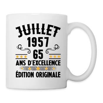65 Ans Anniversaire Vintage Né(e) en Juillet 1957 - Mug blanc - blanc - Droite