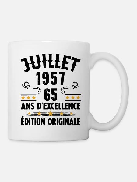 65 Ans Anniversaire Vintage Né(e) en Juillet 1957 - Mug blanc - blanc