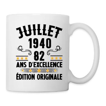 82 Ans Anniversaire Vintage Né(e) en Juillet 1940 - Mug blanc - blanc - Droite