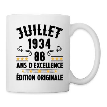 88 Ans Anniversaire Vintage Né(e) en Juillet 1934 - Mug blanc - blanc - Droite