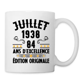 84 Ans Anniversaire Vintage Né(e) en Juillet 1938 - Mug blanc - blanc - Droite