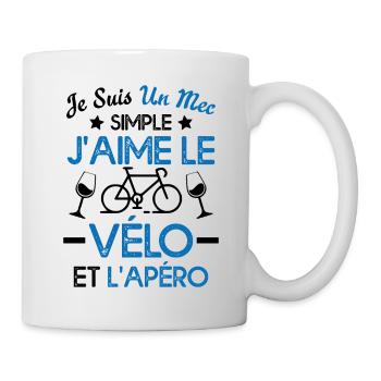 Je suis un mec simple j'aime le vélo et l'apéro - Mug blanc - blanc - Droite