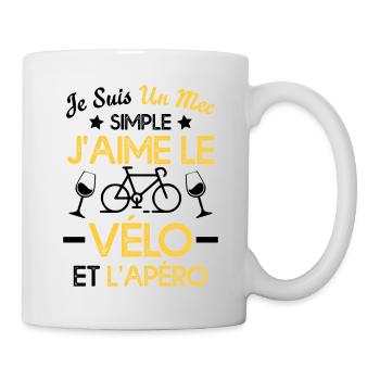 Je suis un mec simple j'aime le vélo et l'apéro - Mug blanc - blanc - Droite