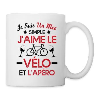 Je suis un mec simple j'aime le vélo et l'apéro - Mug blanc - blanc - Droite