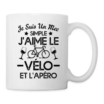 Je suis un mec simple j'aime le vélo et l'apéro - Mug blanc - blanc - Droite