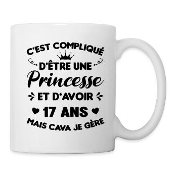 Princesse 17 Ans Anniversaire Idée Cadeau Année - Mug blanc - blanc - Droite