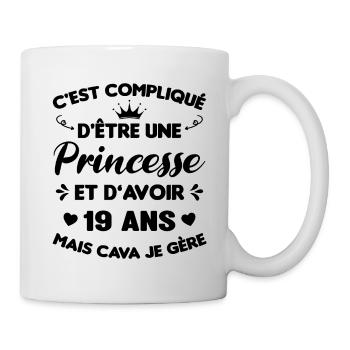 Princesse 19 Ans Anniversaire Idée Cadeau PinK - Mug blanc - blanc - Droite