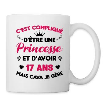 Princesse 17 Ans Anniversaire Idée Cadeau Année - Mug blanc - blanc - Droite