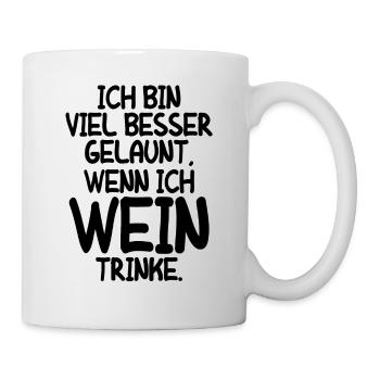 Vino Weinliebhaber Geschenk Wein Weinfest Rotwein - Tasse - Weiß - Rechts