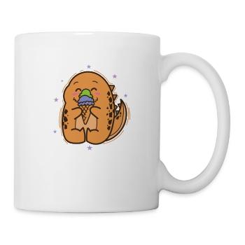 little dinosaur eats ice dinosaur age - Mug - white - Right