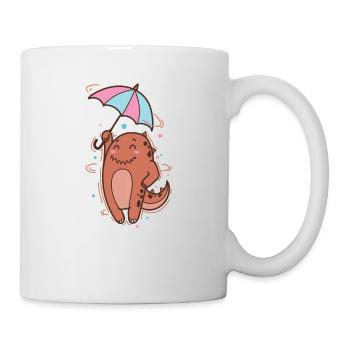 Dino with parasol Dinosaur Reptile - Mug - white - Right