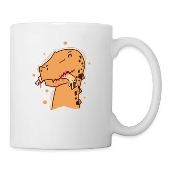 Dino mit Arm im Mund Dinosaurier Reptil - Tasse - Weiß - Rechts