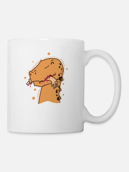 Dino mit Arm im Mund Dinosaurier Reptil - Tasse - Weiß