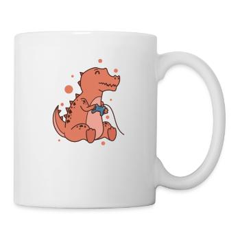 small T-Rex Dino with controller reptile - Mug - white - Right