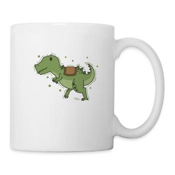 T-Rex Dino mit Sattel zum Reiten Reptil - Tasse - Weiß - Rechts