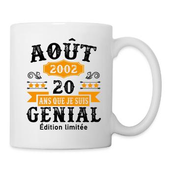 20 Ans Anniversaire Vintage Né(e) en Août 2002 - Mug blanc - blanc - Droite