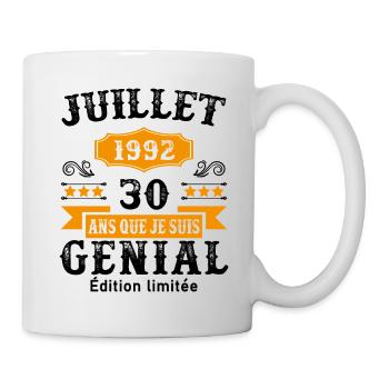 30 Ans Anniversaire Vintage Né(e) en Juillet 1992 - Mug blanc - blanc - Droite