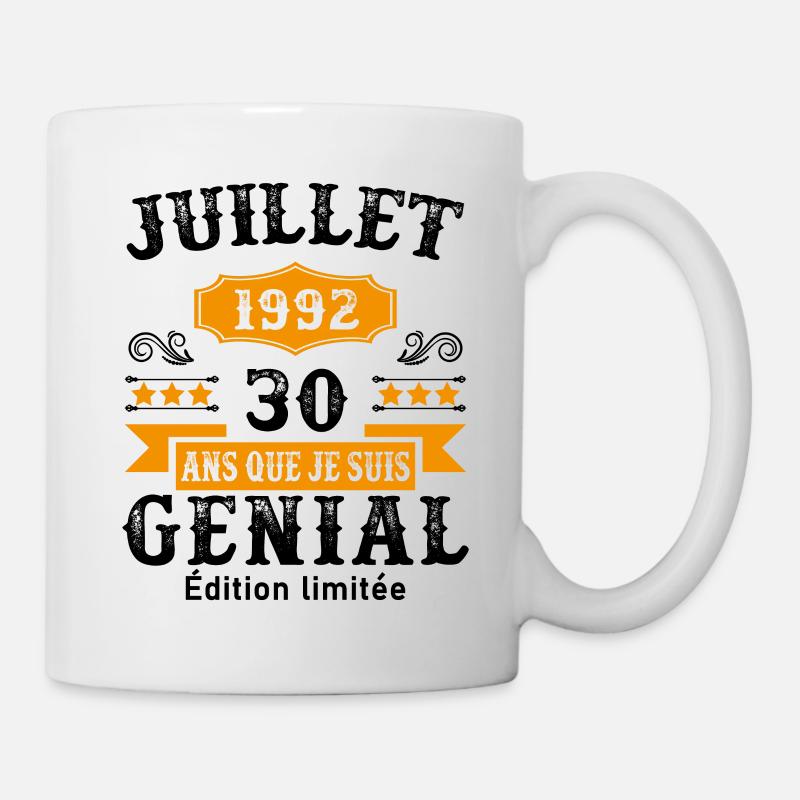 30 Ans Anniversaire Vintage Né(e) en Juillet 1992 - Mug blanc - blanc