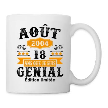 18 Ans Anniversaire Vintage Né(e) en Août 2004 - Mug blanc - blanc - Droite