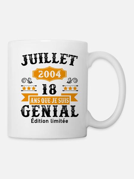 18 Ans Anniversaire Vintage Né(e) en Juillet 2004 - Mug blanc - blanc