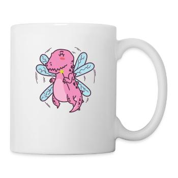 Dino mit Schmetterlingsfedern Dinosaurier - Tasse - Weiß - Rechts