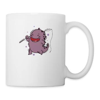 Dino beim Schmetterling fangen Dinosaurier - Tasse - Weiß - Rechts