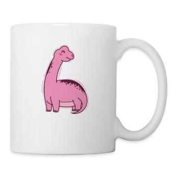 rosa Dino mit langem Hals Dinosaurier - Tasse - Weiß - Rechts