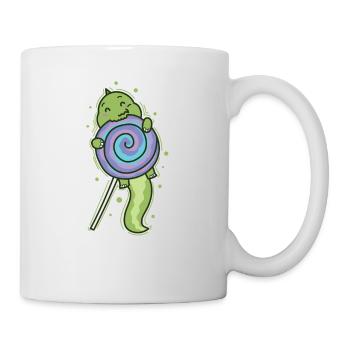 Dino with a lollipop dinosaur reptile - Mug - white - Right