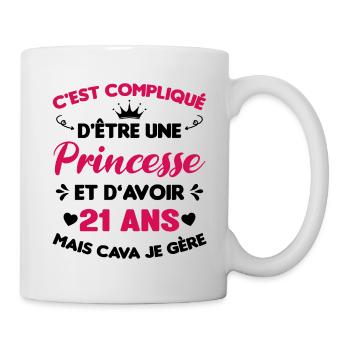 Princesse 21 Ans Anniversaire Idée Cadeau Pink Âge - Mug blanc - blanc - Droite
