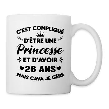 Princesse 26 Ans Anniversaire Idée Cadeau Pink Âge - Mug blanc - blanc - Droite