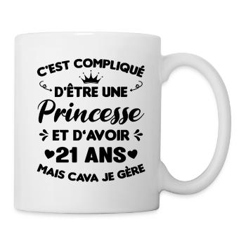 Princesse 21 Ans Anniversaire Idée Cadeau Pink Âge - Mug blanc - blanc - Droite