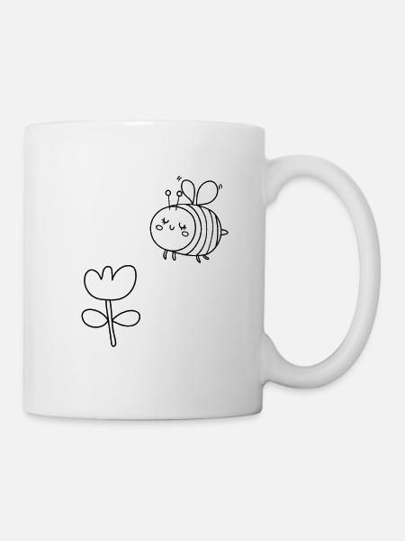 Kinder T-Shirt Ausmalen Biene Design Malen Deko - Tasse - Weiß