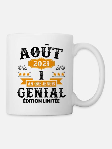 1 An Anniversaire Vintage Né(e) en Août 2021 - Mug blanc - blanc