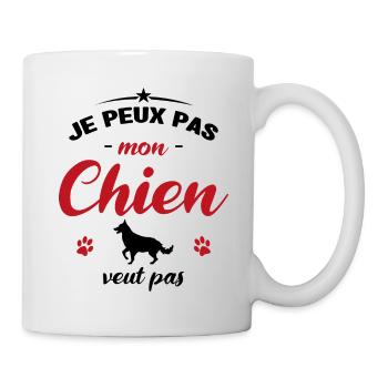 je peux pas mon chien veut pas - Mug blanc - blanc - Droite