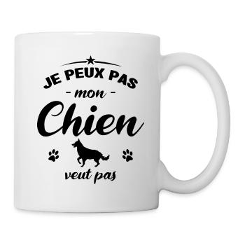 je peux pas mon chien veut pas - Mug blanc - blanc - Droite