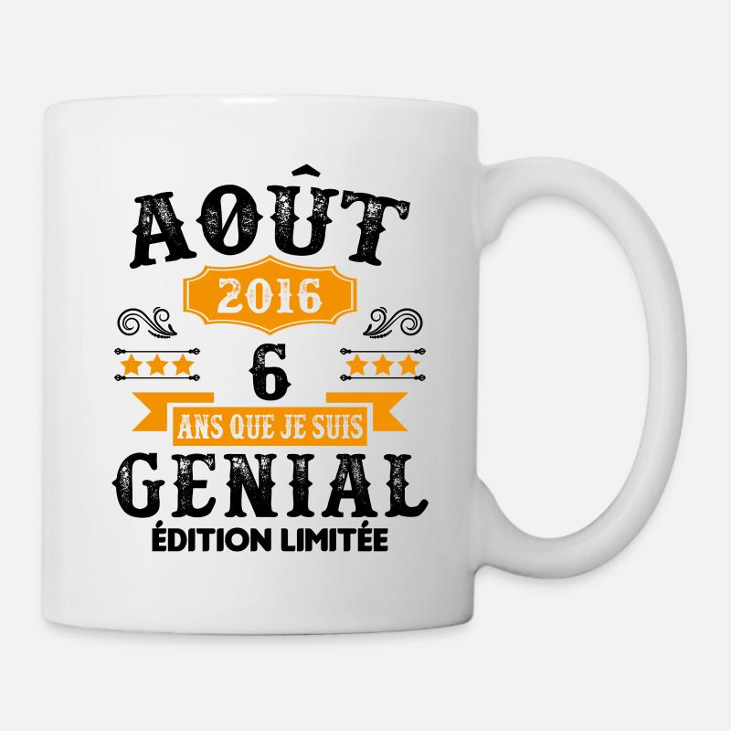 6 Ans Anniversaire Vintage Né(e) en Août 2016 - Mug blanc - blanc