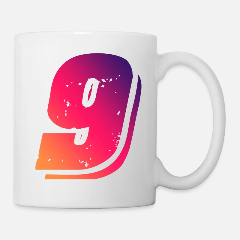 9 Zahl Symbol - Tasse - Weiß