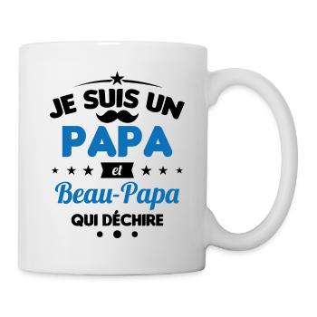 je suis un papa et beau-papa qui déchire - Mug blanc - blanc - Droite
