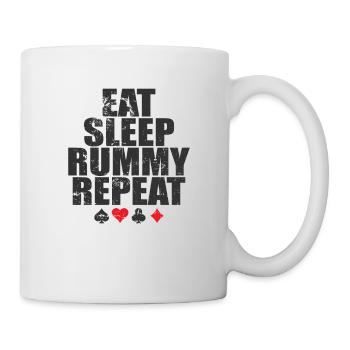 Eat sleep Rummy repeat card game Romme - Mug - white - Right
