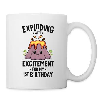 Vulkan Geburtstagsfeier Erster Geburtstag 1 Jahre alt - Tasse - Weiß - Rechts